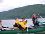 rafted canoeing is just one activity on Coniston in The Lake District